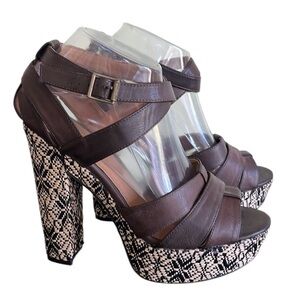 Qupid Block Heel Ankle Strap Heels